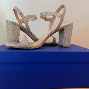 Brand New Stuart Weitzman DANCER 75 BLOCK SANDAL: Sparkle Noir